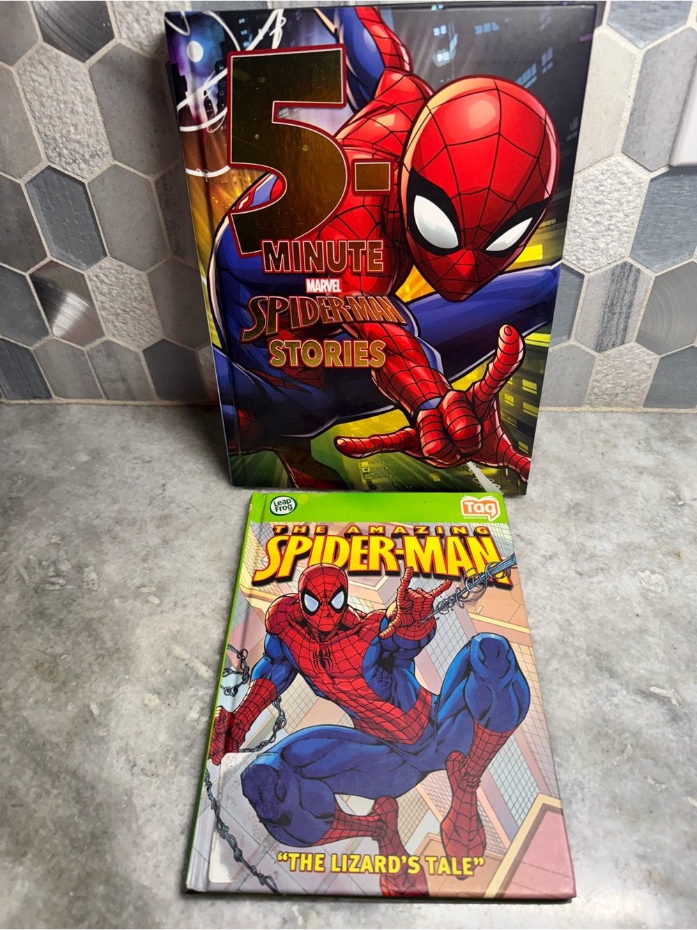 5 minute Marvel SpiderMan stories & leapfrog The Amazing Spider-Man Book lot